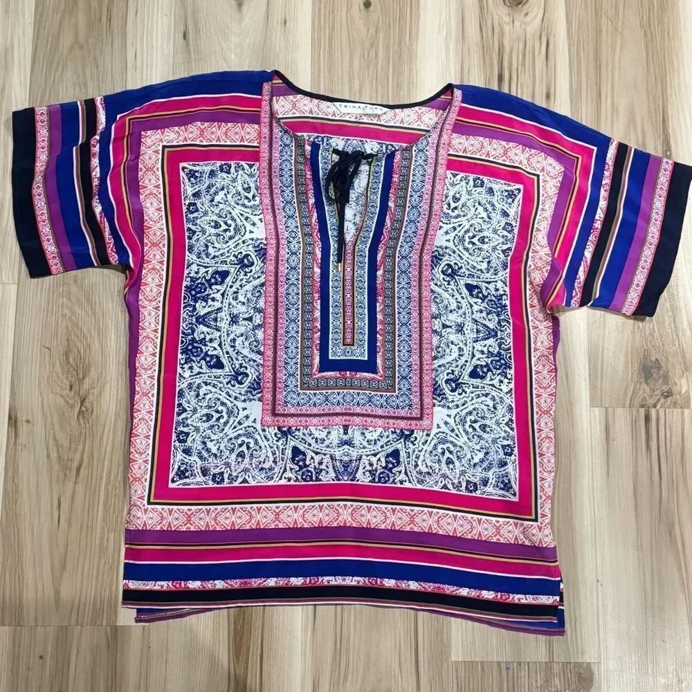 Trina Turk Floria Silk Tunic Top Women’s Small